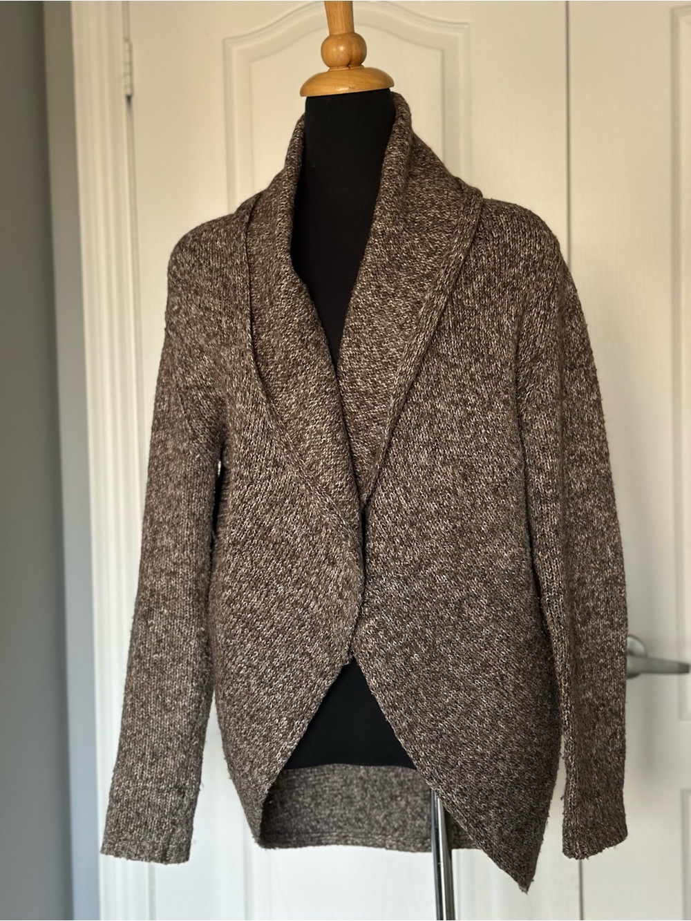 Joe Fresh Marled Brown Open-Front Shawl Collar Cardigan fits size small/medium